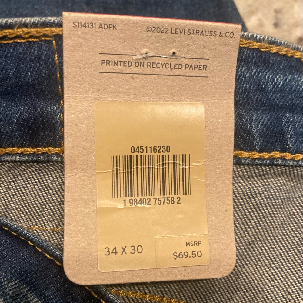 Levi's 511 Slim Fit 34x30 Dark Blue Jeans New With Tags - Picture 7 of 7